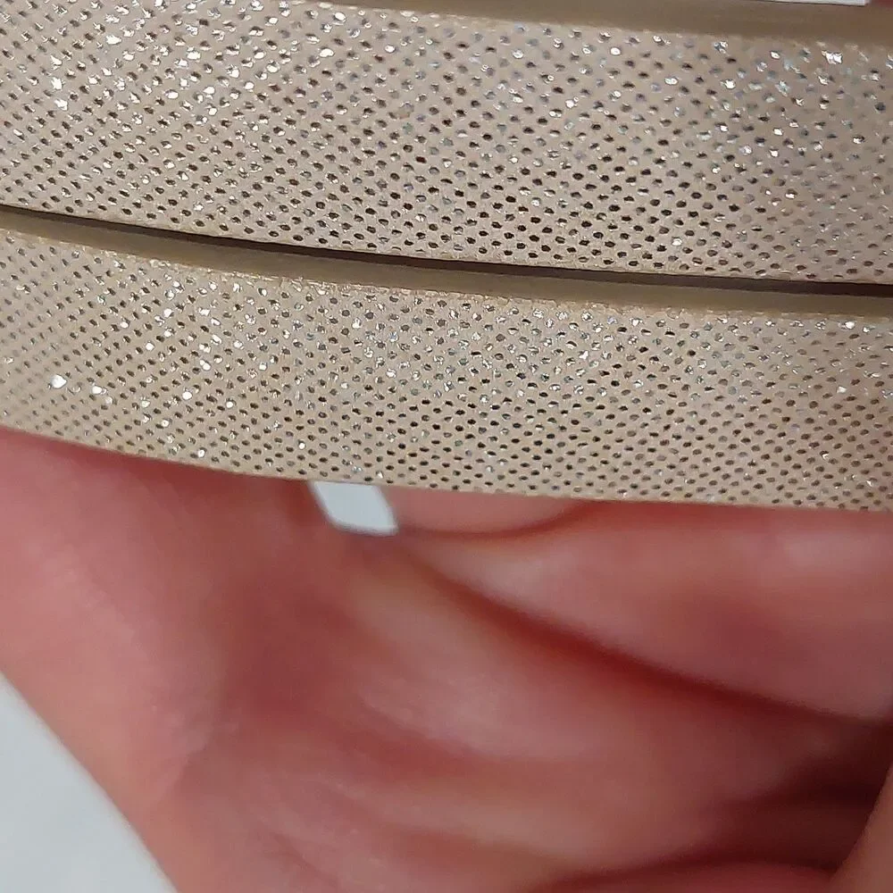 J Crew Skinny Gold/champain/beige Textured Leather Glitter Belt Size L